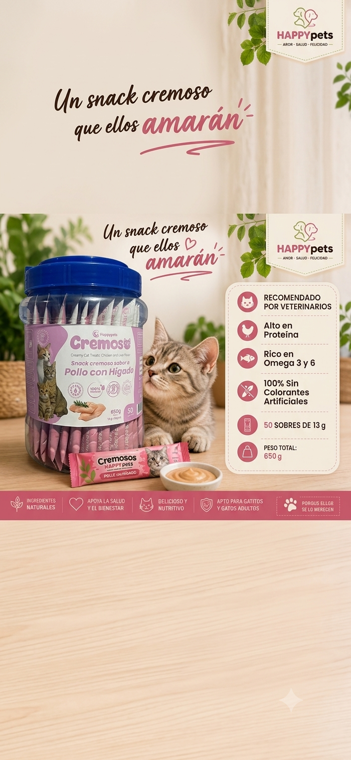 Snack cremoso para gatos pollo higado